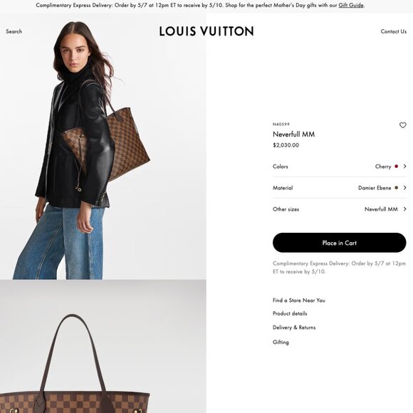 Authentic Louis Vuitton Neverfull MM in Damier Ebene Canvas - Picture 13 of 13